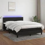 fekete szövet rugós és LED-es ágy matraccal 140x190 cm