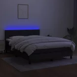 fekete szövet rugós és LED-es ágy matraccal 140x190 cm