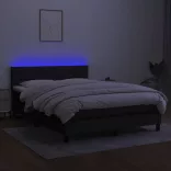 fekete szövet rugós és LED-es ágy matraccal 140x200 cm