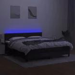 fekete szövet rugós és LED-es ágy matraccal 160x200 cm