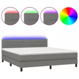 sötétszürke szövet rugós és LED-es ágy matraccal 180 x 200 cm