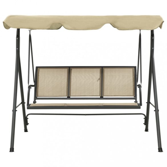 antracitszürke és homokszínű kültéri hintaszék tetőponyvával