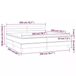 sötétszürke szövet rugós és LED-es ágy matraccal 200x200 cm