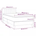 sötétszürke szövet rugós és LED-es ágy matraccal 80 x 200 cm