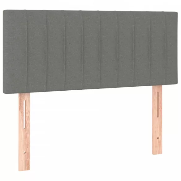 sötétszürke szövet rugós és LED-es ágy matraccal 90x190 cm
