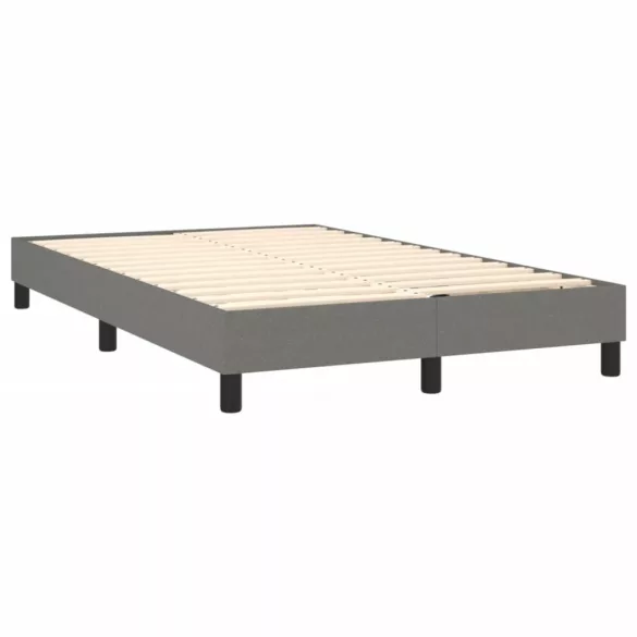 sötétszürke szövet rugós és LED-es ágy matraccal 120 x 200 cm