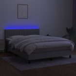 világosszürke szövet rugós és LED-es ágy matraccal 140x190 cm