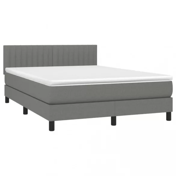 sötétszürke szövet rugós és LED-es ágy matraccal 140x190 cm