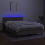 tópszínű szövet rugós és LED-es ágy matraccal 140x190cm