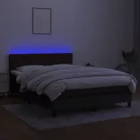 fekete szövet rugós és LED-es ágy matraccal 140x200 cm