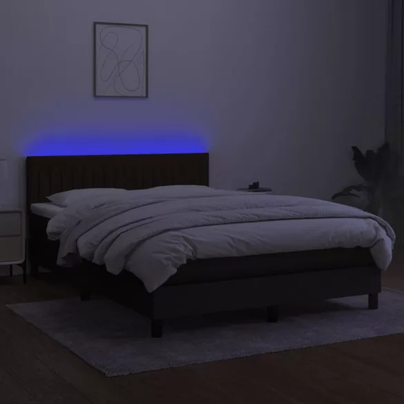 fekete szövet rugós és LED-es ágy matraccal 140x200 cm
