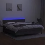 sötétszürke szövet rugós és LED-es ágy matraccal 160x200 cm