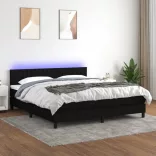 fekete szövet rugós és LED-es ágy matraccal 160x200 cm