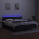 fekete szövet rugós és LED-es ágy matraccal 160x200 cm