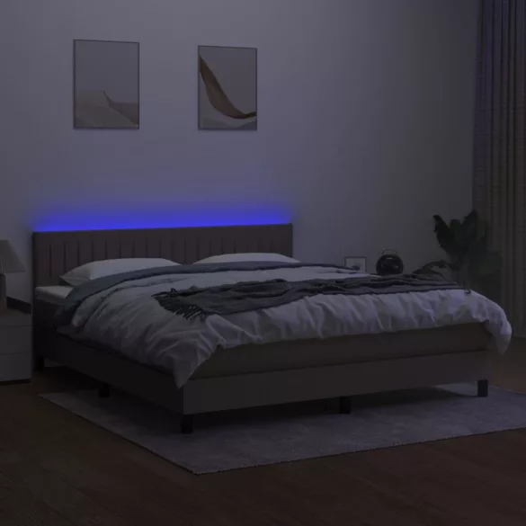 tópszínű szövet rugós és LED-es ágy matraccal 160x200 cm