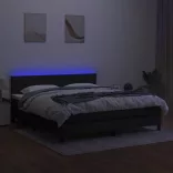 fekete szövet rugós és LED-es ágy matraccal 180 x 200 cm