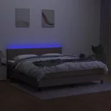 tópszínű szövet rugós és LED-es ágy matraccal 180 x 200 cm