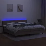 tópszínű szövet rugós és LED-es ágy matraccal 200 x 200 cm
