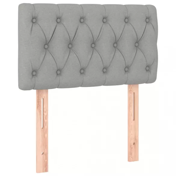 világosszürke szövet rugós és LED-es ágy matraccal 80 x 200 cm