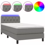 sötétszürke szövet rugós és LED-es ágy matraccal 80 x 200 cm