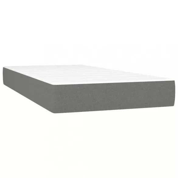 sötétszürke szövet rugós és LED-es ágy matraccal 80 x 200 cm