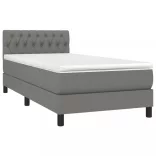 sötétszürke szövet rugós és LED-es ágy matraccal 90x190 cm