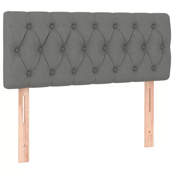 sötétszürke szövet rugós és LED-es ágy matraccal 90x190 cm