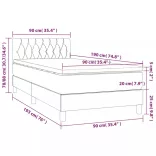 fekete szövet rugós és LED-es ágy matraccal 90x190 cm