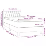 sötétszürke szövet rugós és LED-es ágy matraccal 90x200 cm