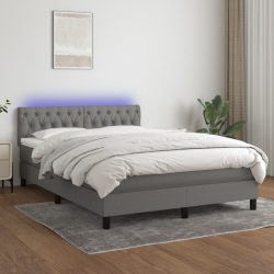   sötétszürke szövet rugós és LED-es ágy matraccal 140x190 cm