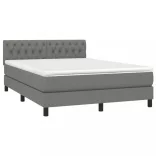 sötétszürke szövet rugós és LED-es ágy matraccal 140x190 cm