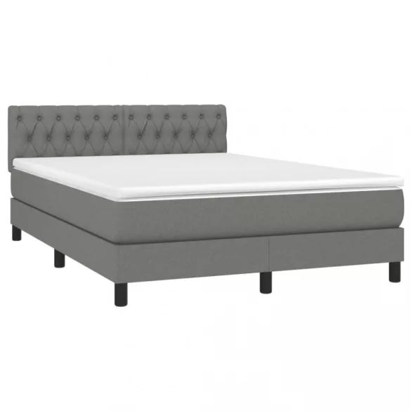 sötétszürke szövet rugós és LED-es ágy matraccal 140x190 cm