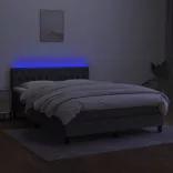 sötétszürke szövet rugós és LED-es ágy matraccal 140x190 cm