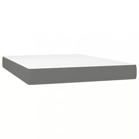 sötétszürke szövet rugós és LED-es ágy matraccal 140x190 cm