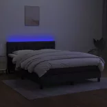 fekete szövet rugós és LED-es ágy matraccal 140x190 cm