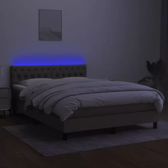 tópszínű szövet rugós és LED-es ágy matraccal 140x190cm