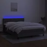 sötétszürke szövet rugós és LED-es ágy matraccal 140x200 cm