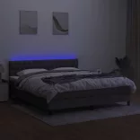 sötétszürke szövet rugós és LED-es ágy matraccal 160x200 cm