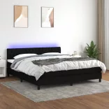 fekete szövet rugós és LED-es ágy matraccal 160x200 cm