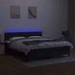 fekete szövet rugós és LED-es ágy matraccal 160x200 cm
