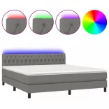 sötétszürke szövet rugós és LED-es ágy matraccal 180 x 200 cm