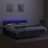 sötétszürke szövet rugós és LED-es ágy matraccal 180 x 200 cm