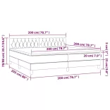 barna szövet rugós és LED-es ágy matraccal 200x200 cm