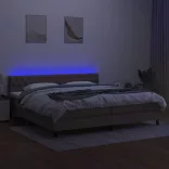 tópszínű szövet rugós és LED-es ágy matraccal 200 x 200 cm