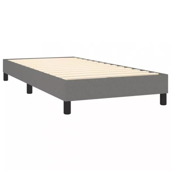sötétszürke szövet rugós és LED-es ágy matraccal 80 x 200 cm