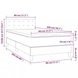 sötétszürke szövet rugós és LED-es ágy matraccal 80 x 200 cm