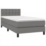 sötétszürke szövet rugós és LED-es ágy matraccal 90x200 cm