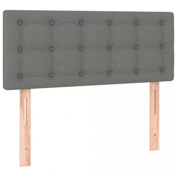 sötétszürke szövet rugós és LED-es ágy matraccal 120 x 200 cm