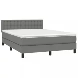 sötétszürke szövet rugós és LED-es ágy matraccal 140x190 cm