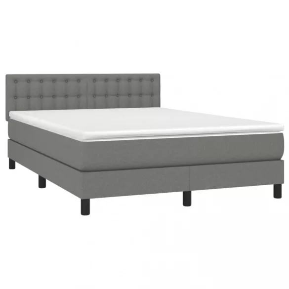 sötétszürke szövet rugós és LED-es ágy matraccal 140x190 cm